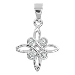 Dije Plata 925 Nudo Bruja Celta Zirconia Transparente - Imagen 1