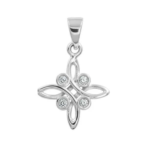 Dije Plata 925 Nudo Bruja Celta Zirconia Transparente - Imagen 1