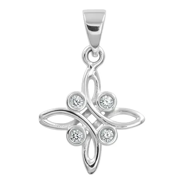 Dije Plata 925 Nudo Bruja Celta Zirconia Transparente - Imagen 1