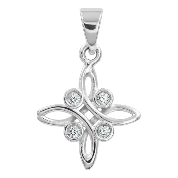 Dije Plata 925 Nudo Bruja Celta Zirconia Transparente - Imagen 1