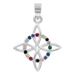 Dije Plata 925 Nudo Bruja Celta Zirconias Multicolor - Imagen 1
