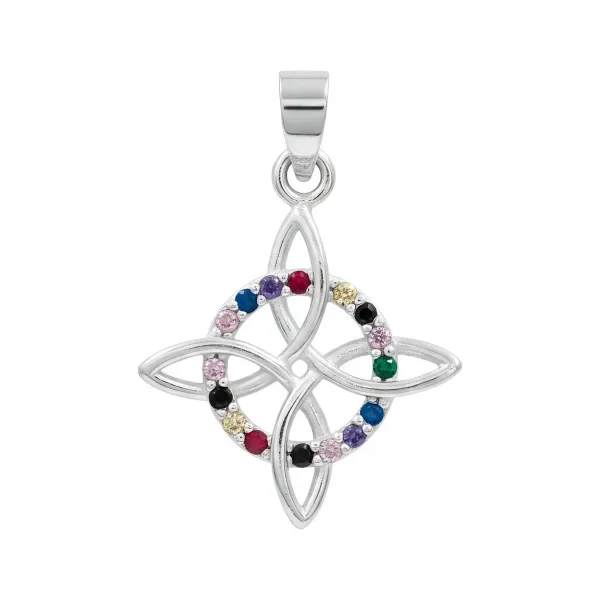 Dije Plata 925 Nudo Bruja Celta Zirconias Multicolor - Imagen 1