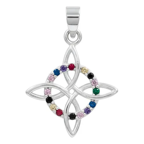 Dije Plata 925 Nudo Bruja Celta Zirconias Multicolor - Imagen 1