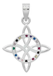 Dije Plata 925 Nudo Bruja Celta Zirconias Multicolor - Imagen 2