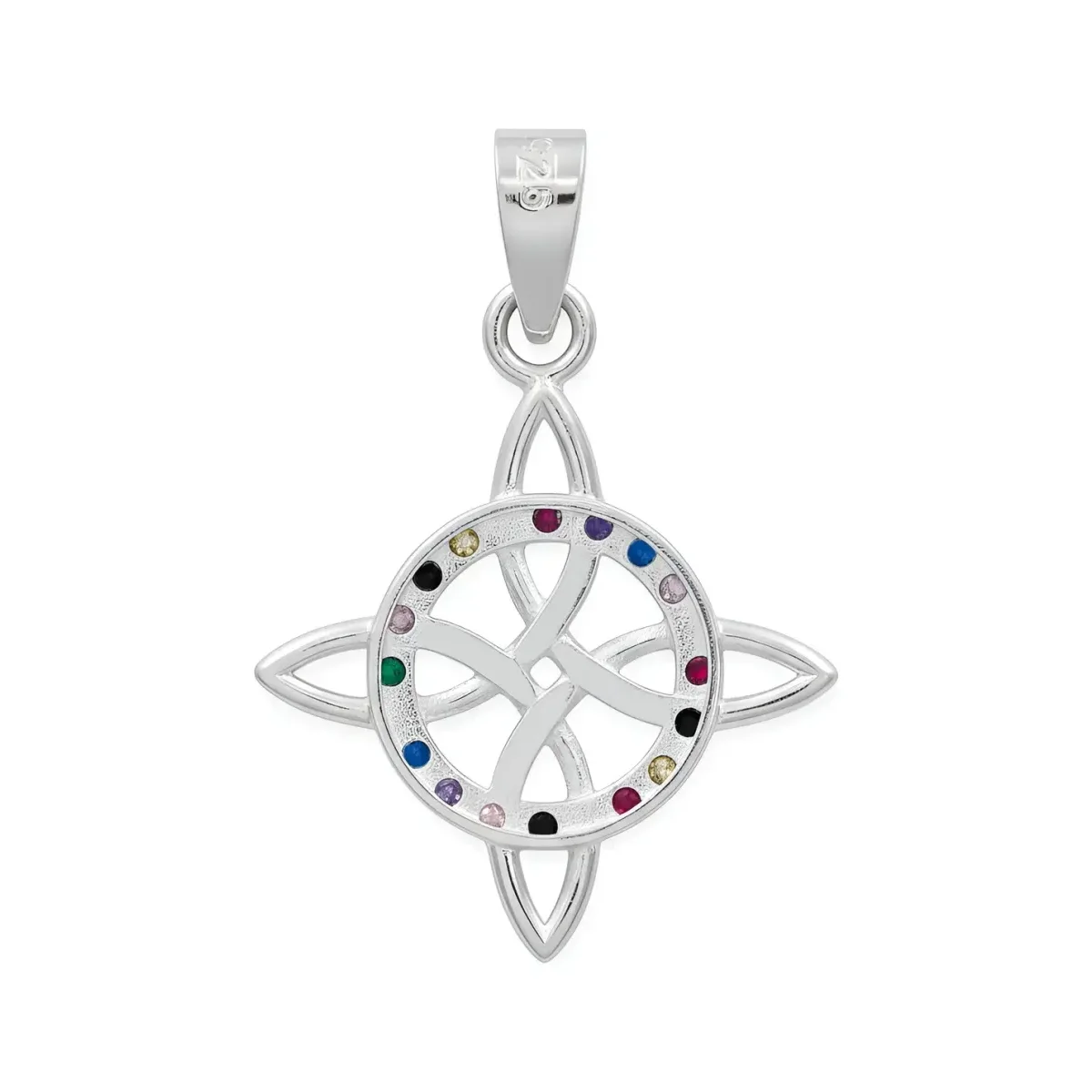 Dije Plata 925 Nudo Bruja Celta Zirconias Multicolor - Imagen 2