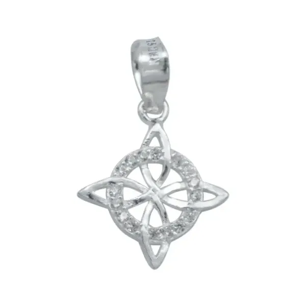 Dije Plata 925 Nudo Bruja Plano con Zirconia - Imagen 1