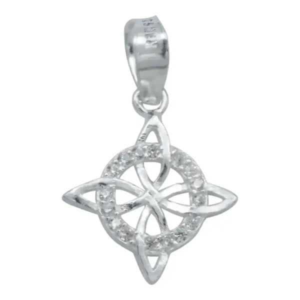Dije Plata 925 Nudo Bruja Plano con Zirconia - Imagen 1