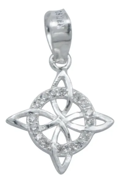 Dije Plata 925 Nudo Bruja Plano con Zirconia - Imagen 1