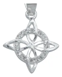 Dije Plata 925 Nudo Bruja Plano con Zirconia - Imagen 2