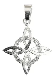 Dije Plata 925 Nudo Bruja Plano Zirconia Transparente - Imagen 1