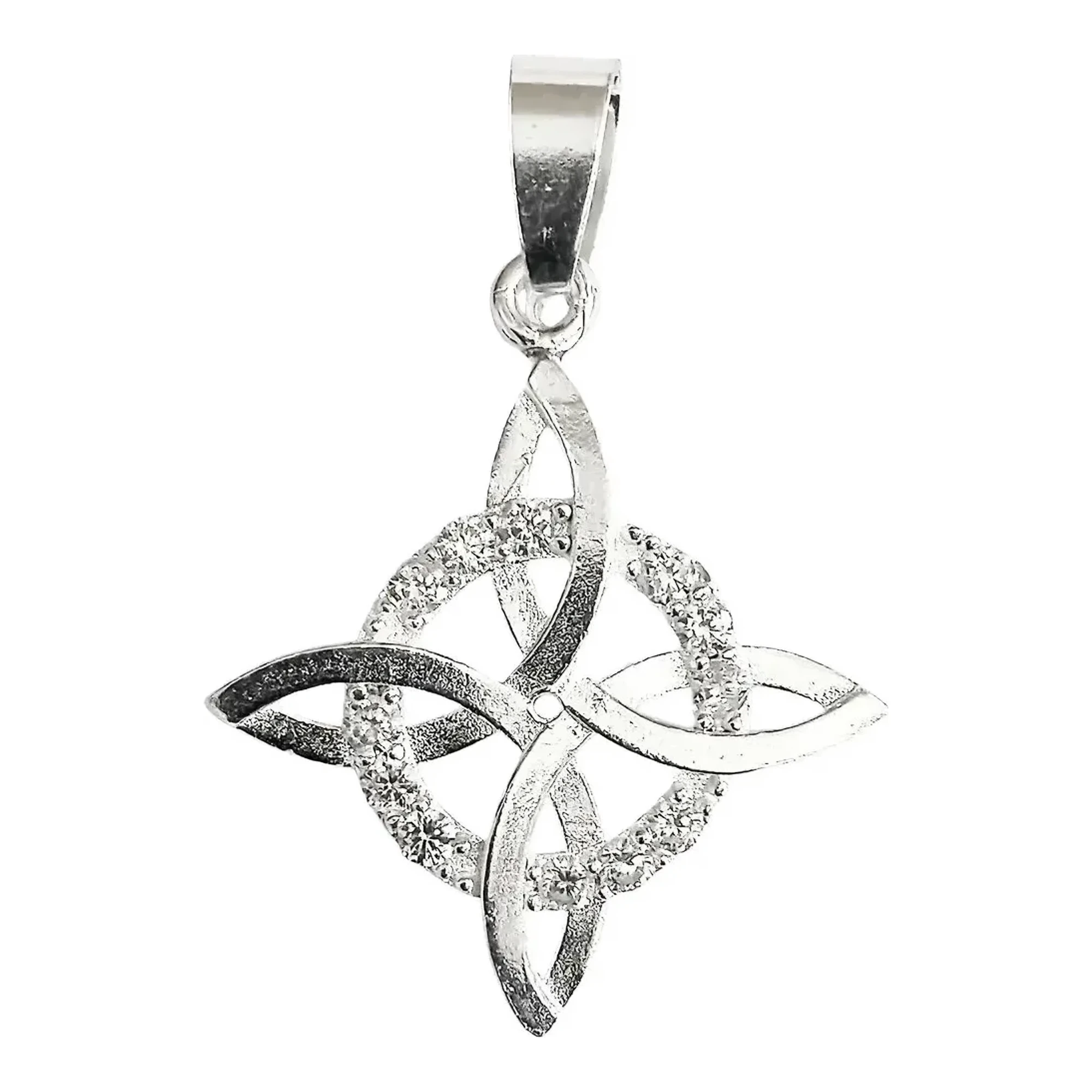 Dije nudo de bruja plano de plata .925 nacional con zirconia transparente, talismán de protección contra envidias para mujer