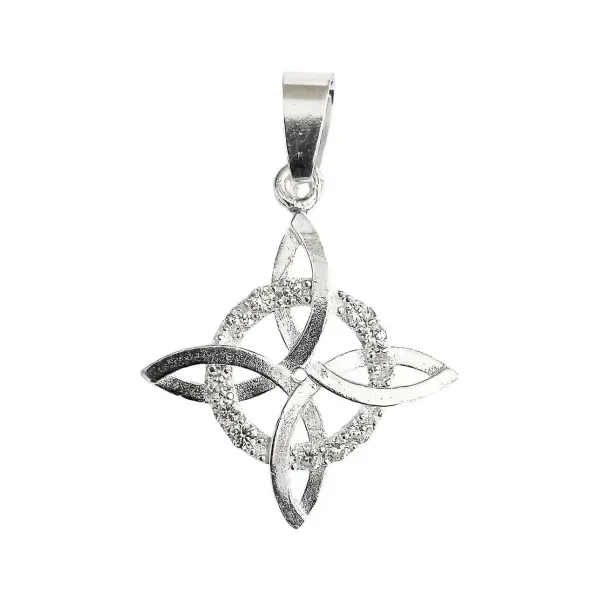 Dije Plata 925 Nudo Bruja Plano Zirconia Transparente - Imagen 1