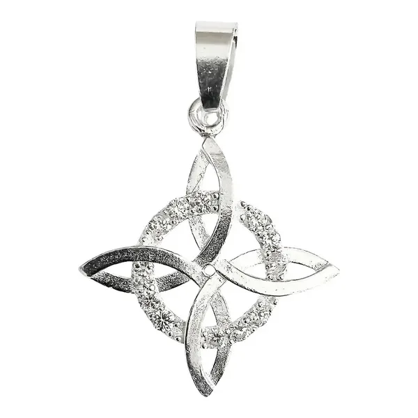 Dije Plata 925 Nudo Bruja Plano Zirconia Transparente - Imagen 1
