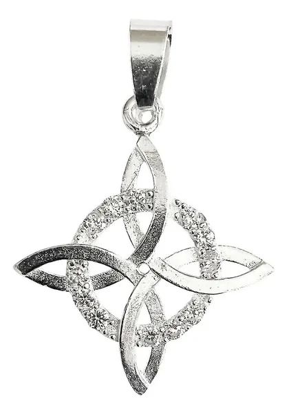 Dije Plata 925 Nudo Bruja Plano Zirconia Transparente - Imagen 1