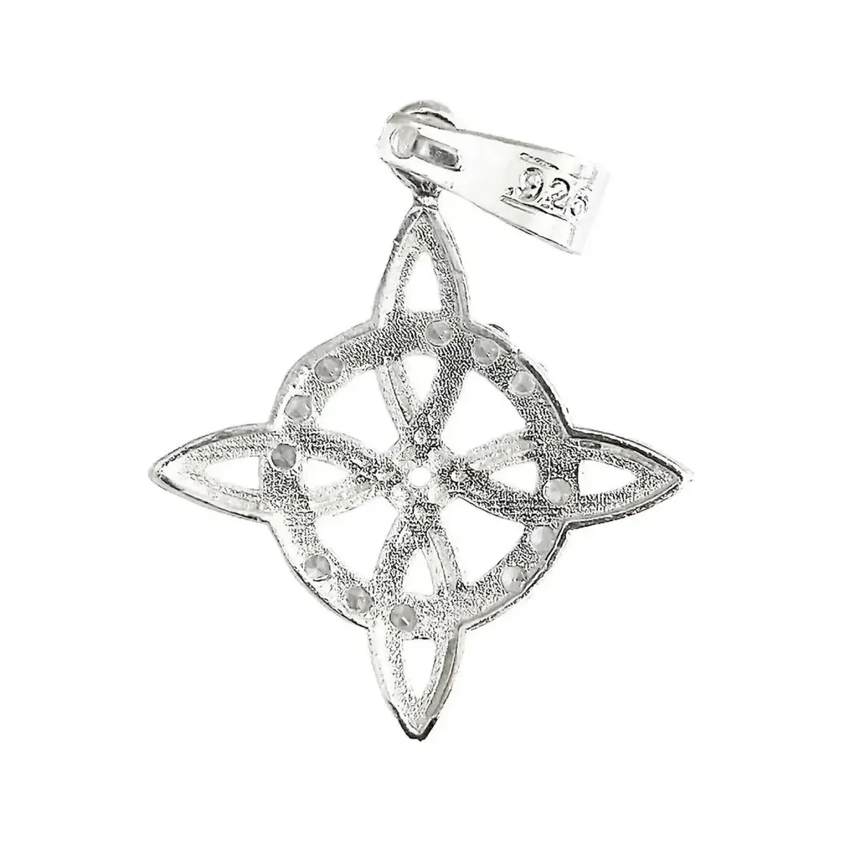 Dije Plata 925 Nudo Bruja Plano Zirconia Transparente - Imagen 2