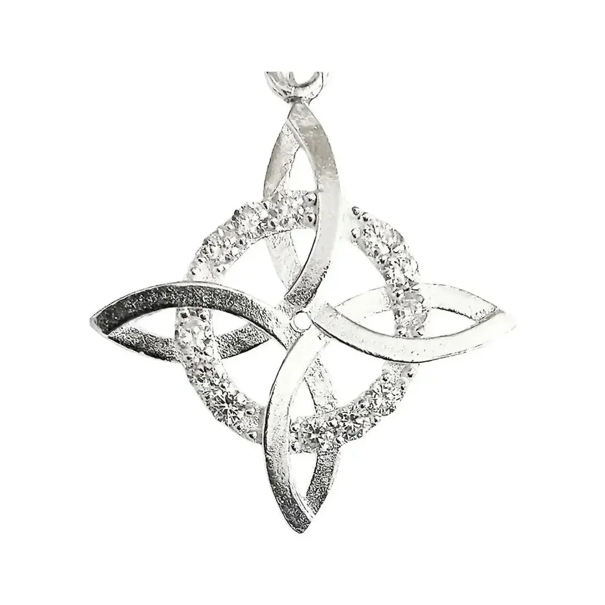Dije Plata 925 Nudo Bruja Plano Zirconia Transparente - Imagen 3