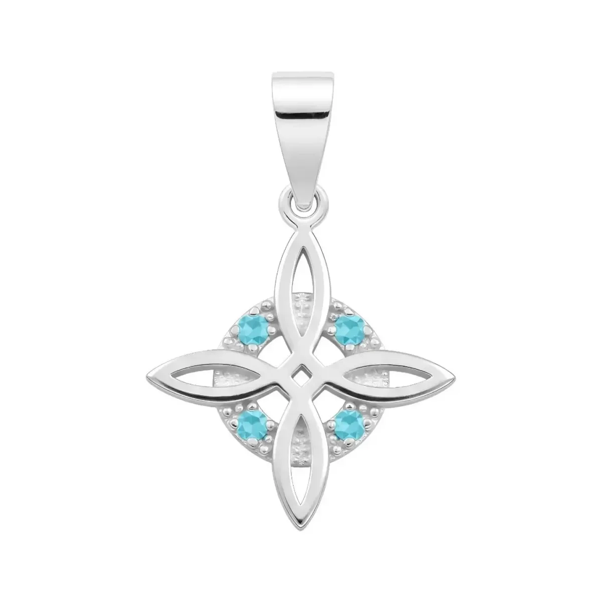 Dije Plata .925 Nudo de Bruja Celta Zirconia Celeste, joyería mística artesanal, amuleto de protección y diseño esotérico