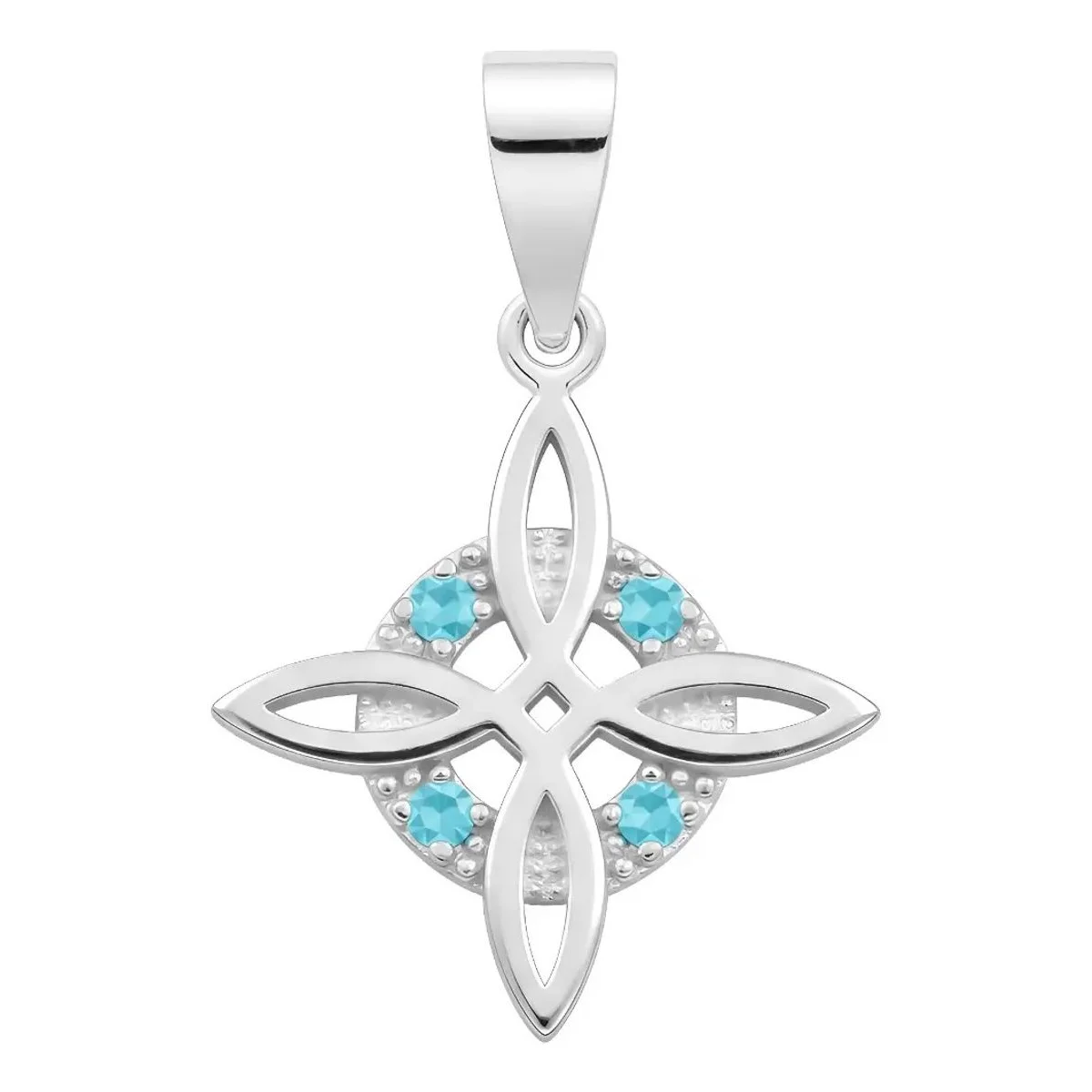Dije Plata .925 Nudo de Bruja Celta con Zirconia Celeste, joyería mística mexicana, amuleto de protección y diseño artesanal.