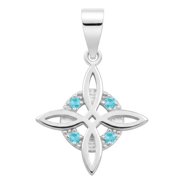 Dije Plata 925 Nudo de Bruja Celta con Zirconia Celeste - Imagen 1