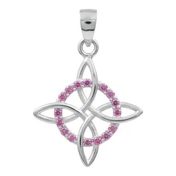 Dije Plata 925 Nudo de Bruja Celta con Zirconia Rosa - Imagen 1