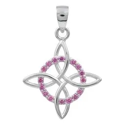 Dije Plata 925 Nudo de Bruja Celta con Zirconia Rosa - Imagen 1