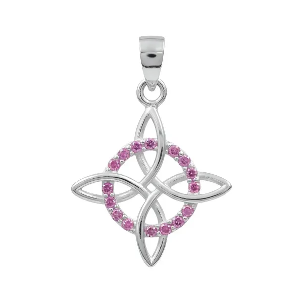 Dije Plata 925 Nudo de Bruja Celta con Zirconia Rosa - Imagen 1
