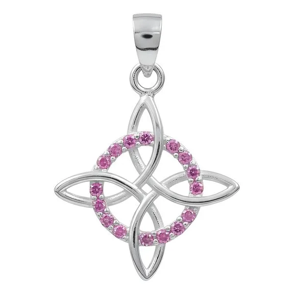 Dije Plata 925 Nudo de Bruja Celta con Zirconia Rosa - Imagen 1