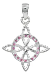Dije Plata 925 Nudo de Bruja Celta con Zirconia Rosa - Imagen 2