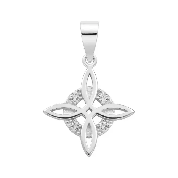 Dije Plata .925 Nudo de Bruja Celta con Zirconia Transparente - Imagen 1