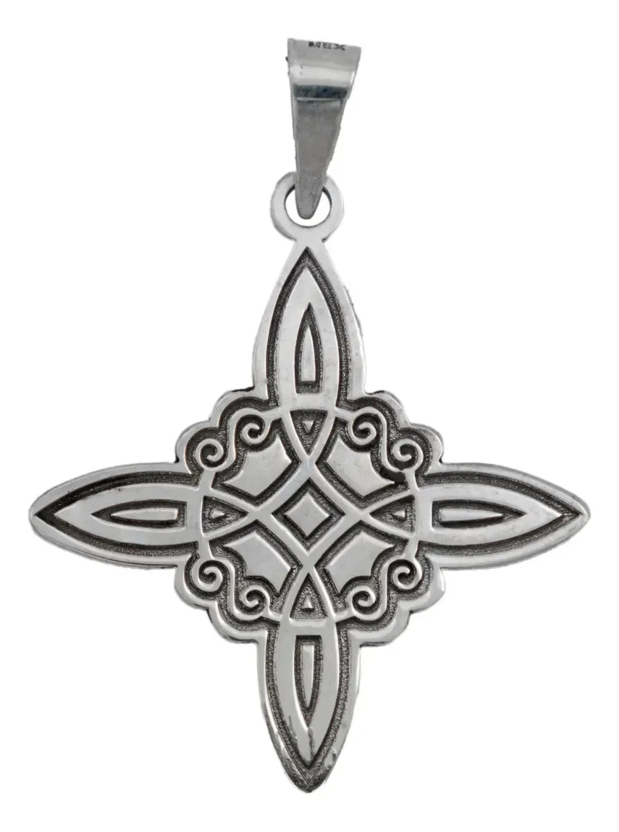Dije Plata .925 con Nudo de Bruja Celta grabado láser, un talismán protector plateado y amuleto de la suerte para joyería mág