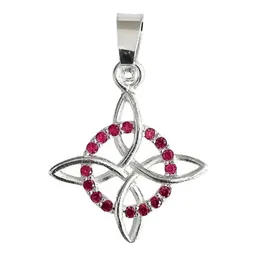 Dije Plata 925 Nudo de Bruja Celta Zirconia Rosa Amuleto Protección - Imagen 1