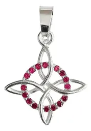 Dije Plata 925 Nudo de Bruja Celta Zirconia Rosa Amuleto Protección - Imagen 1