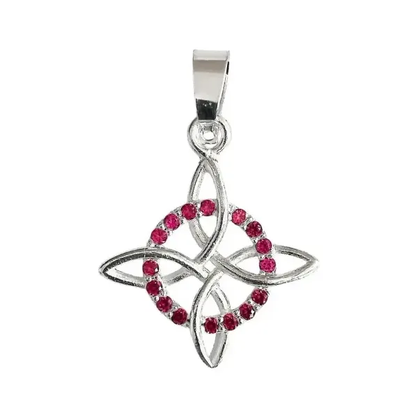 Dije Plata 925 Nudo de Bruja Celta Zirconia Rosa Amuleto Protección - Imagen 1