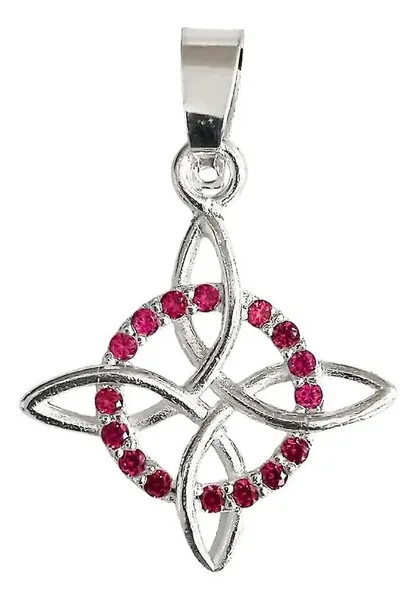 Dije Plata 925 Nudo de Bruja Celta Zirconia Rosa Amuleto Protección - Imagen 1