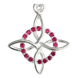 Dije Plata 925 Nudo de Bruja Celta Zirconia Rosa Amuleto Protección - Imagen 2