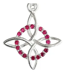 Dije Plata 925 Nudo de Bruja Celta Zirconia Rosa Amuleto Protección - Imagen 2