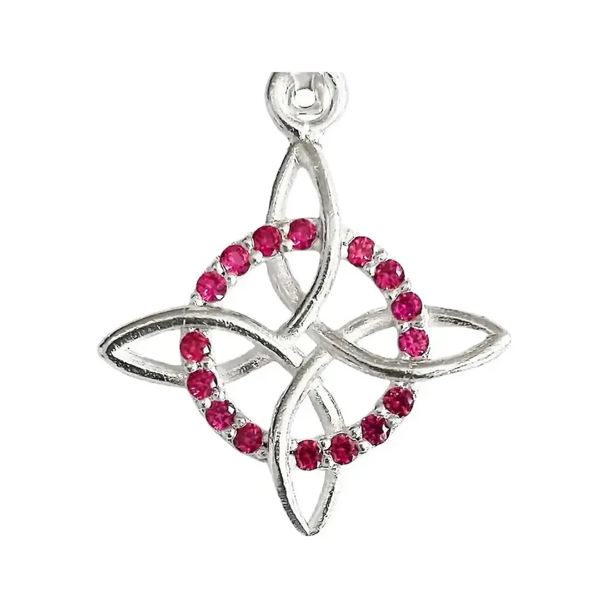 Dije Plata 925 Nudo de Bruja Celta Zirconia Rosa Amuleto Protección - Imagen 2