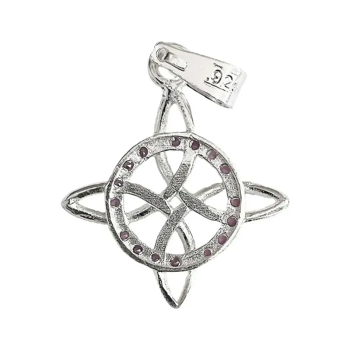 Dije Plata 925 Nudo de Bruja Celta Zirconia Rosa Amuleto Protección - Imagen 3