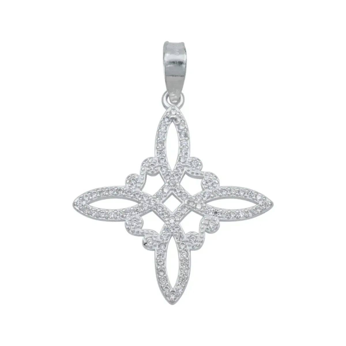 Dije Nudo de Bruja Plata .925 con Zirconia Blanca, joyería de protección mística. Colgante de plata mexicana, símbolo celta.