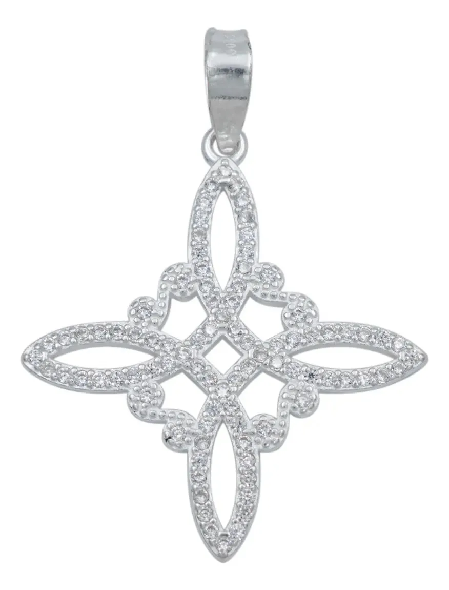 Dije Nudo de Bruja Plata .925 con Zirconia Blanca, joyería de protección mística. Colgante de plata mexicana con símbolo celt