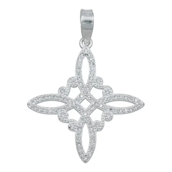 Dije Plata .925 Nudo de Bruja con Zirconia Blanca Protección Mística - Imagen 1