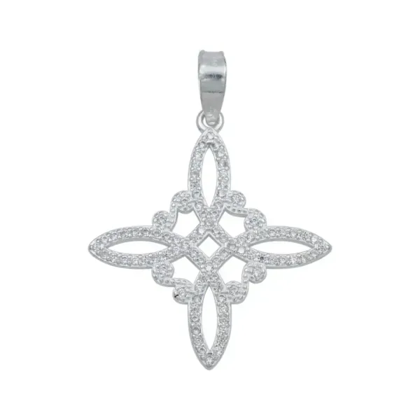 Dije Plata .925 Nudo de Bruja con Zirconia Blanca Protección Mística - Imagen 1