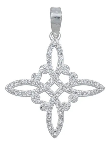 Dije Plata .925 Nudo de Bruja con Zirconia Blanca Protección Mística - Imagen 1