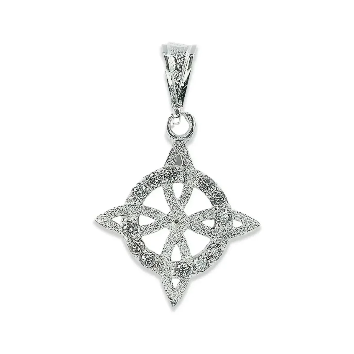 Dije Plata .925 Nudo de Bruja con Zirconia Cúbica, brillante collar de protección, amuleto esotérico y joyería mística.