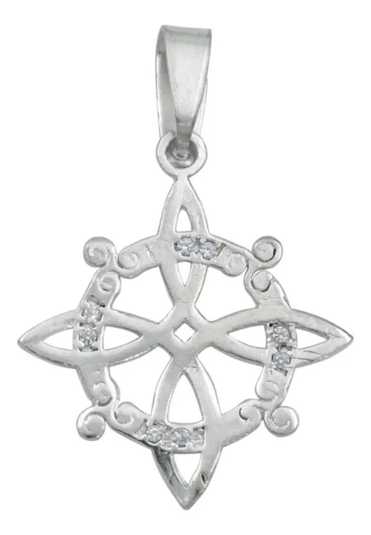 Dije plata 925 nudo de bruja celta con zirconia transparente, brillante amuleto de protección mujer, joyería mística.