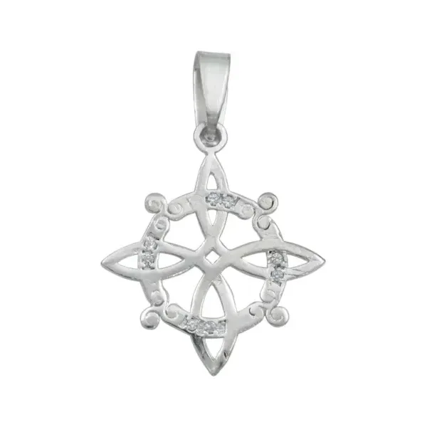 Dije Plata 925 Nudo de Bruja con Zirconia Transparente - Imagen 1