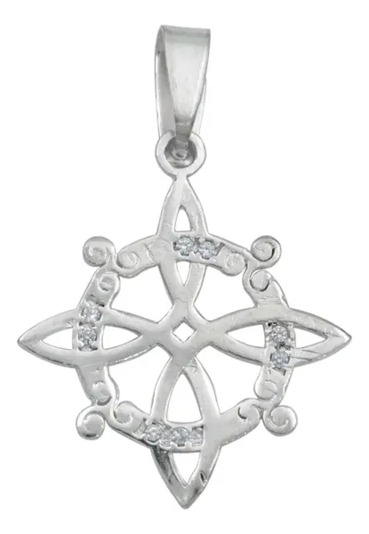 Dije Plata 925 Nudo de Bruja con Zirconia Transparente - Imagen 1