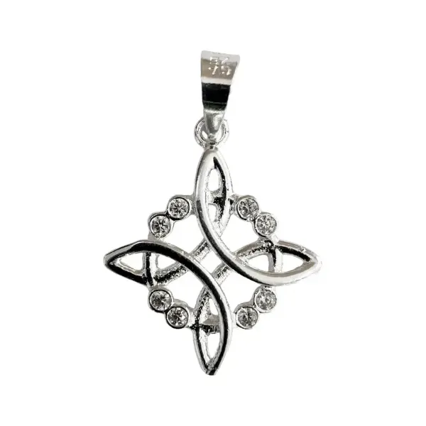Dije Plata .925 Nudo de Bruja con Zirconia Transparente - Imagen 1