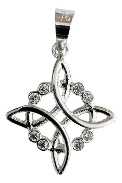 Dije Plata .925 Nudo de Bruja con Zirconia Transparente - Imagen 1