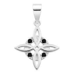 Dije Plata .925 Nudo de Bruja con Zirconias Negras - Imagen 1